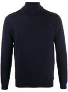 Zanone Roll-neck Fitted Sweater - Blue