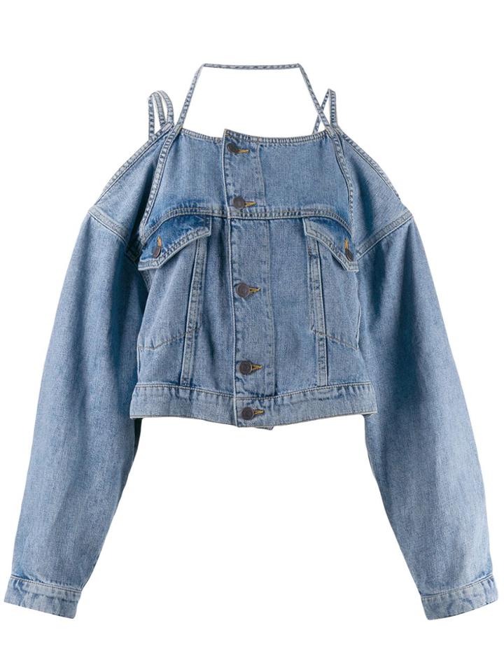 Ottolinger Off-the-shoulder Denim Jacket - Blue