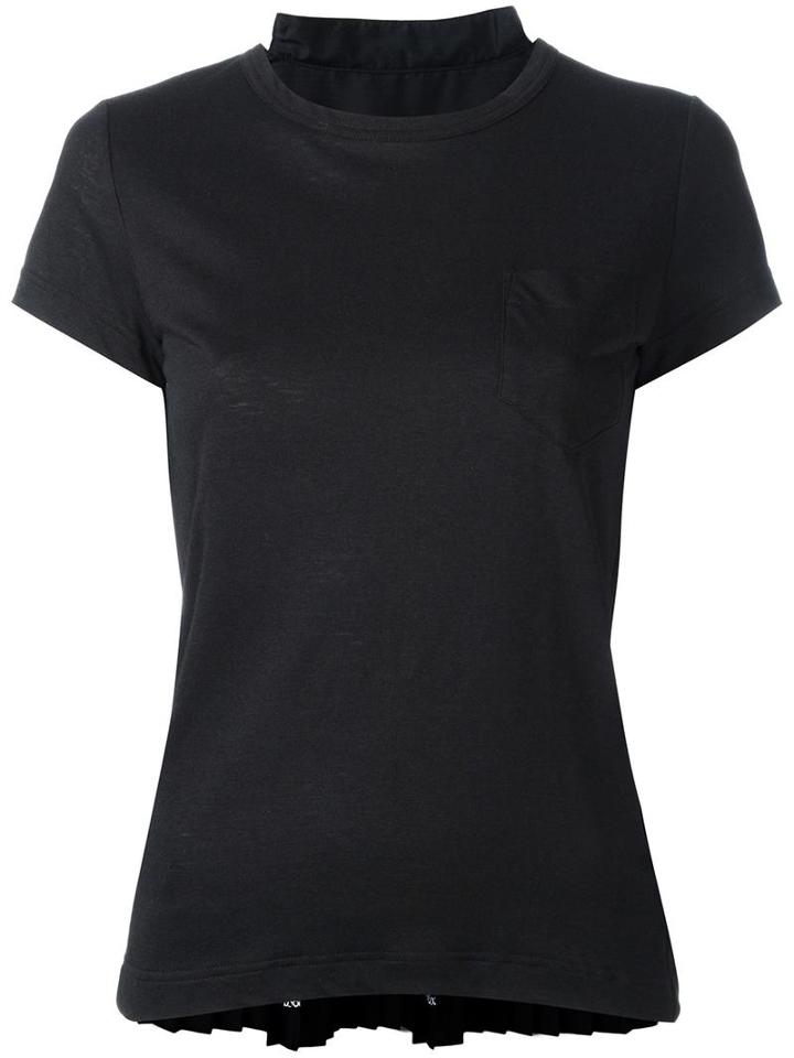 Sacai Tribal Lace Panelled T-shirt, Women's, Size: 2, Black, Linen/flax/polyester
