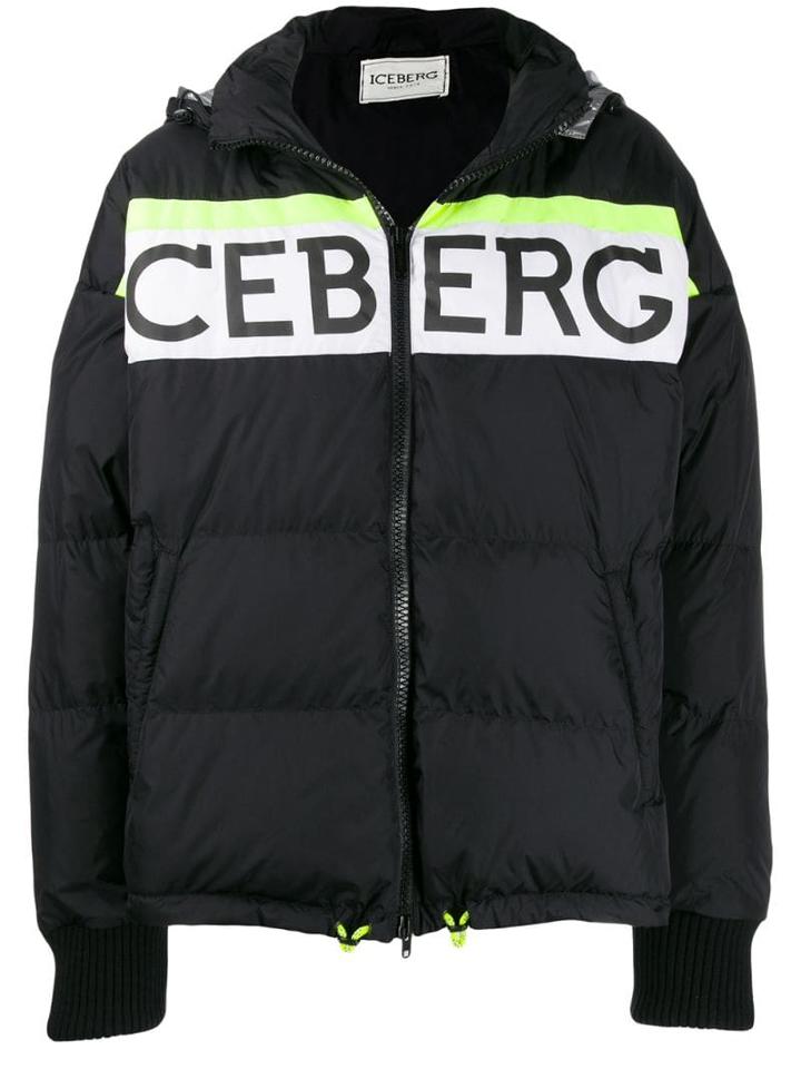 Iceberg Logo Puffer Jacket - Black