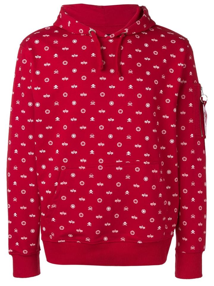 Alpha Industries All-over Print Hoodie - Red