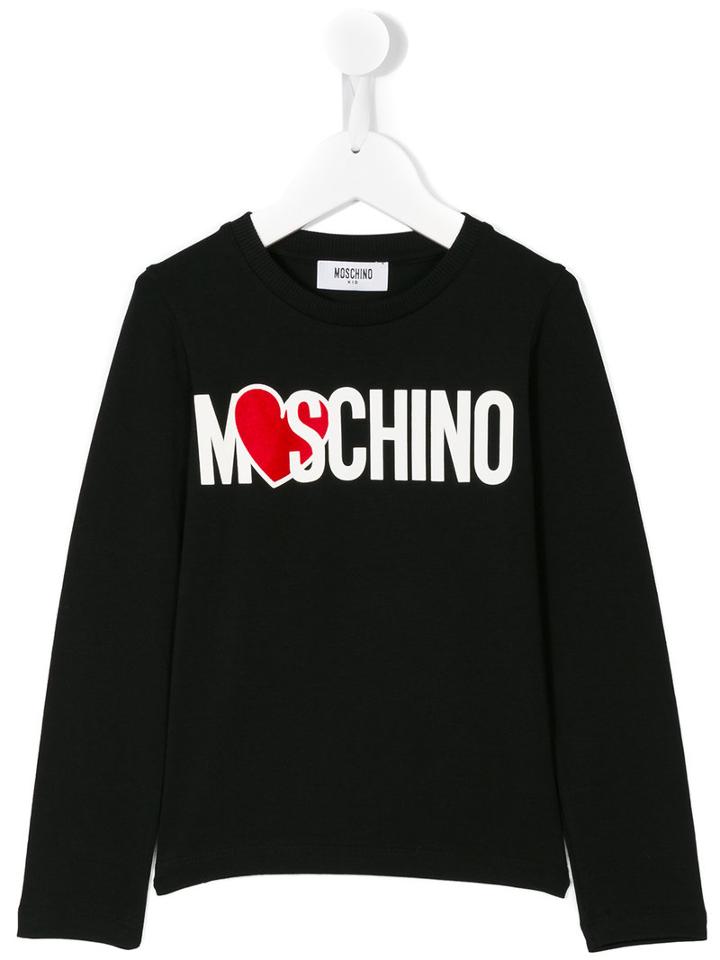 Moschino Kids - Heart Logo Print Sweatshirt - Kids - Cotton/spandex/elastane - 8 Yrs, Black