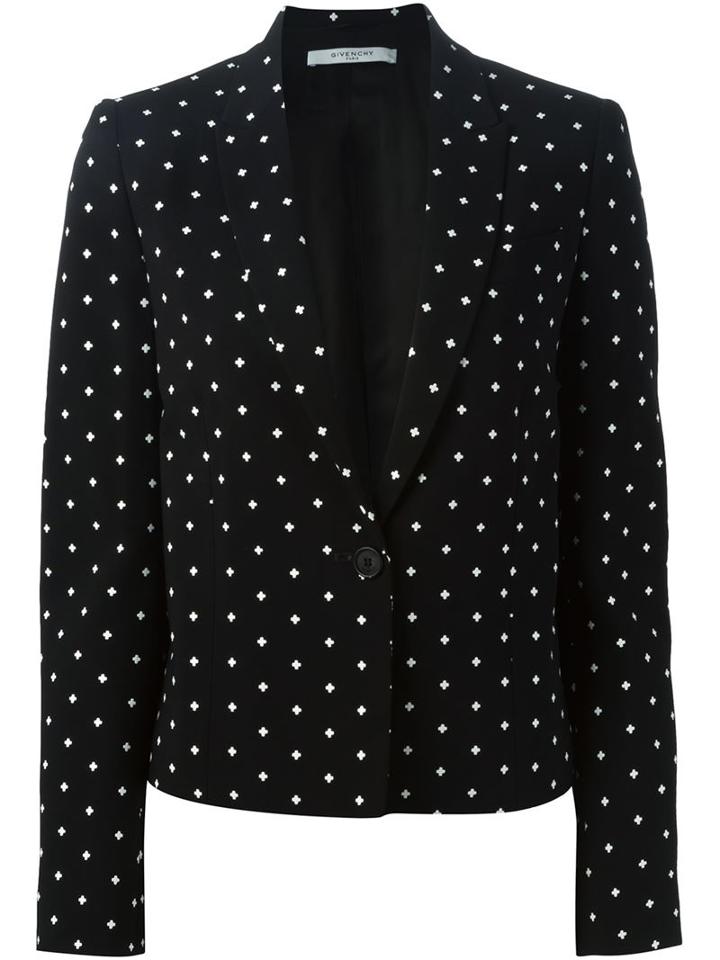 Givenchy Cross Print Blazer, Women's, Size: 40, Black, Viscose/spandex/elastane