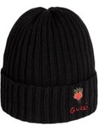 Gucci Wool Hat With Pierced Heart - Black
