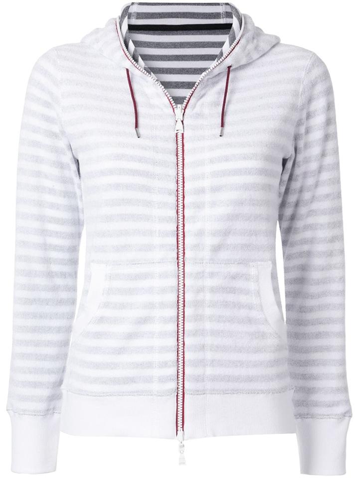 Loveless Striped Zip Fleece Hoodie - White