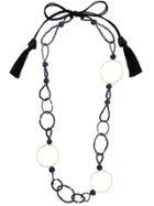 Night Market Bead And Ring Long Necklace - Black