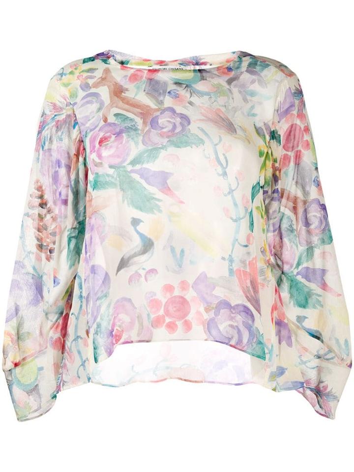 Tsumori Chisato Floral-print Silk Shirt - Neutrals