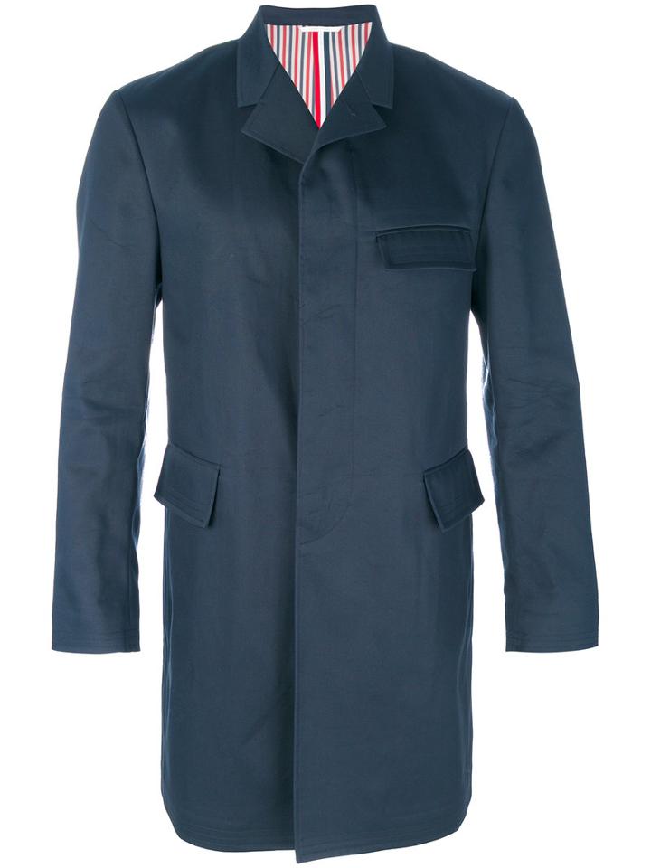 Thom Browne - Concealed Placket Coat - Men - Cotton - 2, Blue, Cotton
