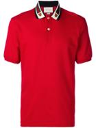 Gucci Web And Feline Head Polo Shirt - Red