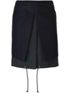 Sacai Layered Straight Skirt, Women's, Size: 3, Blue, Cupro/wool/cotton