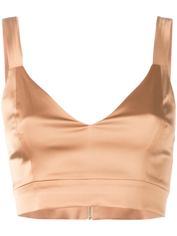 Murmur - Zip Up Tank Top - Women - Spandex/elastane/acetate/polyimide - 38, Nude/neutrals, Spandex/elastane/acetate/polyimide