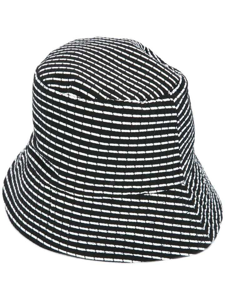 N Duo Striped Panama Hat - Black
