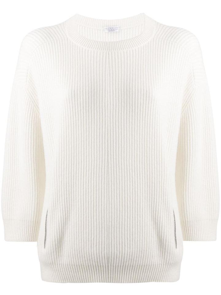 Brunello Cucinelli Zip-detail Sweater - White