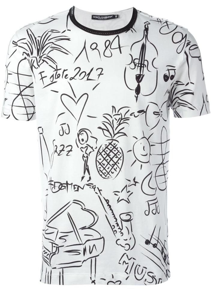 Dolce & Gabbana Tropical Music Print T-shirt - White