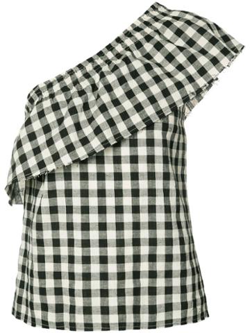 The Lady And The Sailor - Check Frill-trim Blouse - Women - Cotton/linen/flax - Iii, Black, Cotton/linen/flax