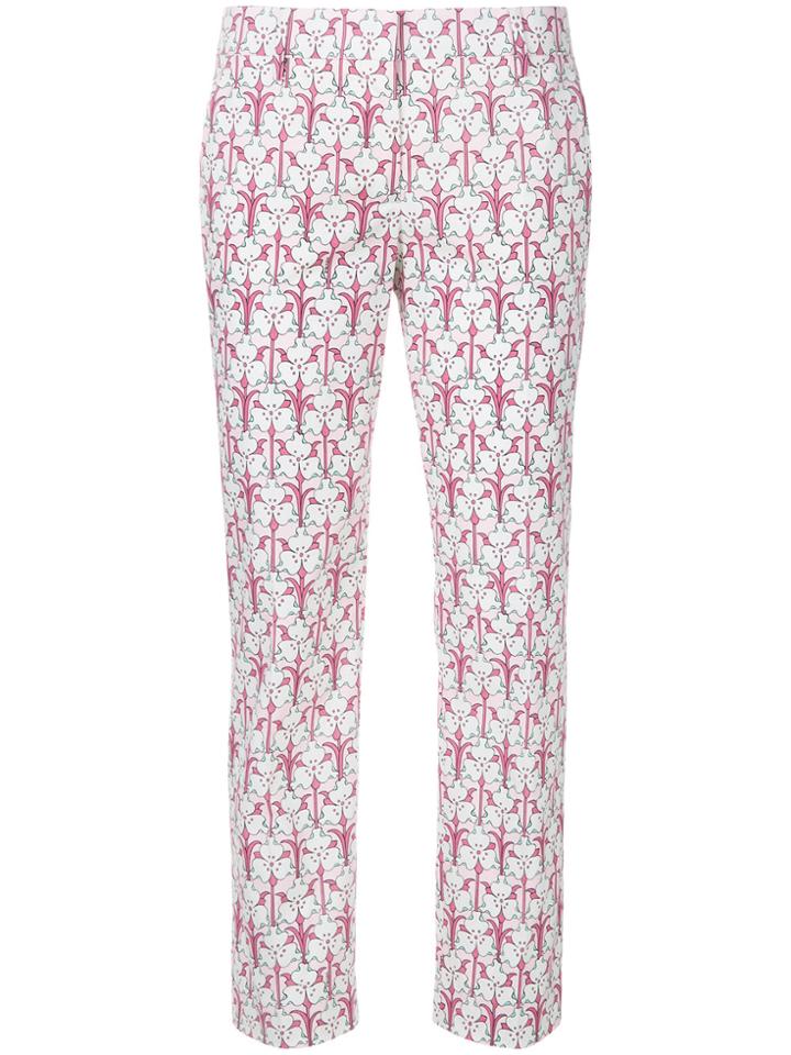 Prada Floral Print Cigarette Trousers - White