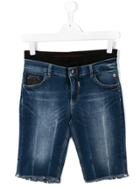 Philipp Plein Junior Frayed Edges Denim Shorts - Blue