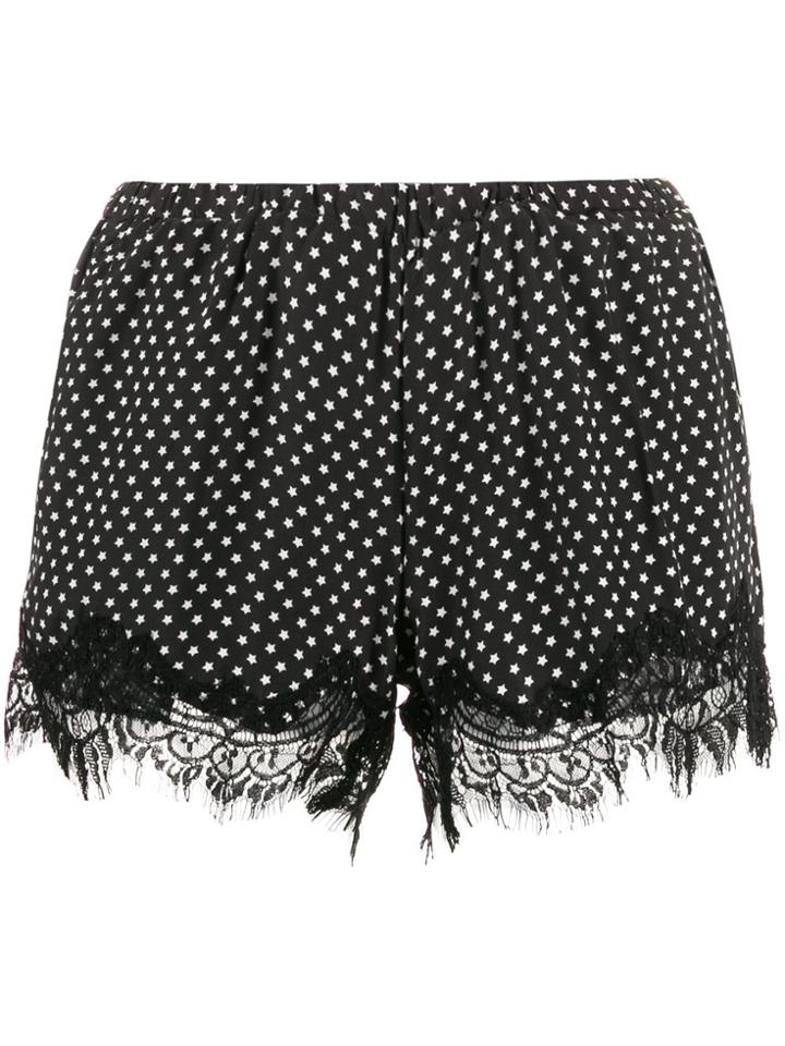 Gold Hawk Star Print Silk Shorts - Black