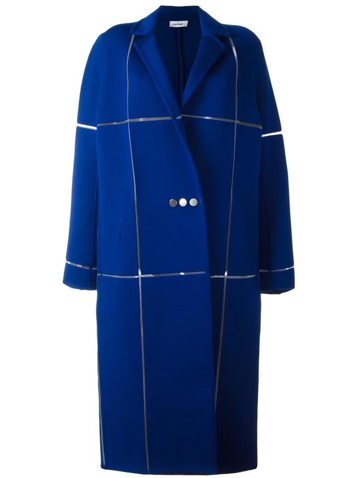 Courrèges Oversized Long Coat, Women's, Size: 40, Blue, Merino/polyamide/spandex/elastane