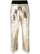 Aviù Sequins Detail Cropped Pants, Women's, Size: 44, Grey, Polyamide/cotton/rubber