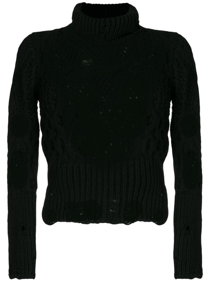 Dondup Holey Knit Roll Neck Jumper - Black