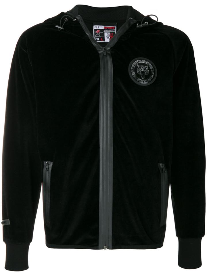 Plein Sport Patch Velvet Bomber Jacket - Black