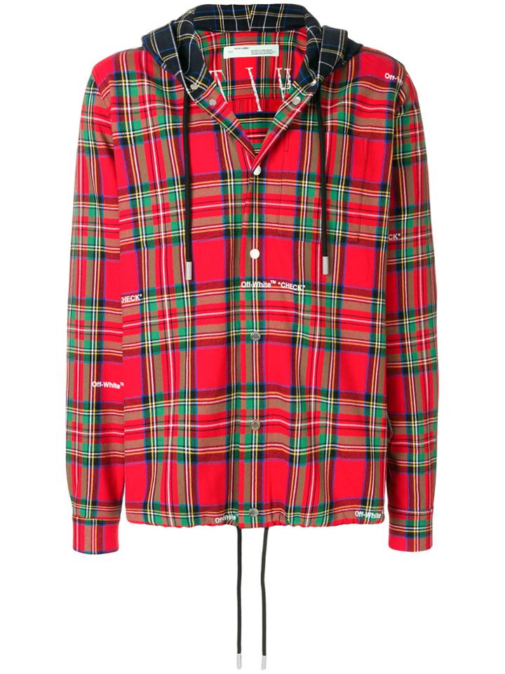 Off-white Plaid Hooded Jacket - Red