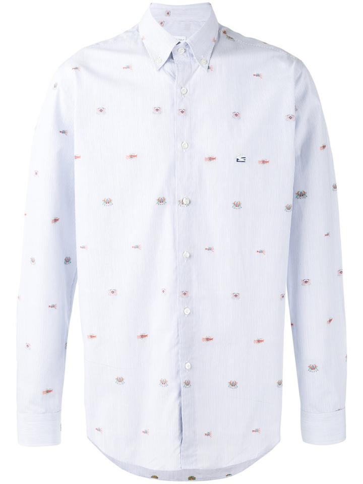 Etro - Multi Embroidered Figures Shirt - Men - Cotton - 43, Blue, Cotton