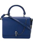 Carven Latch Detail Large Shoulder Bag, Women's, Blue, Leather