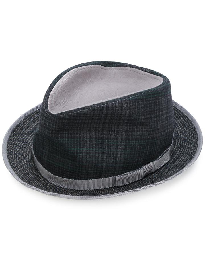 Etro Plaid Fedora Hat - Grey