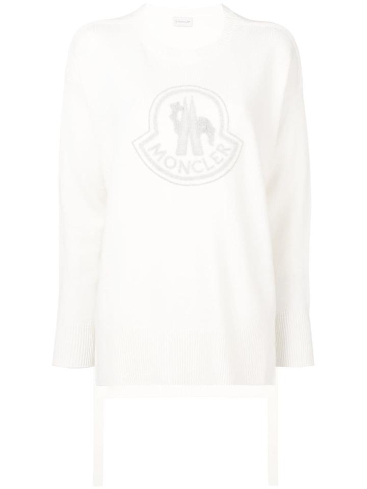 Moncler Side-slit Logo Knitt Sweater - White