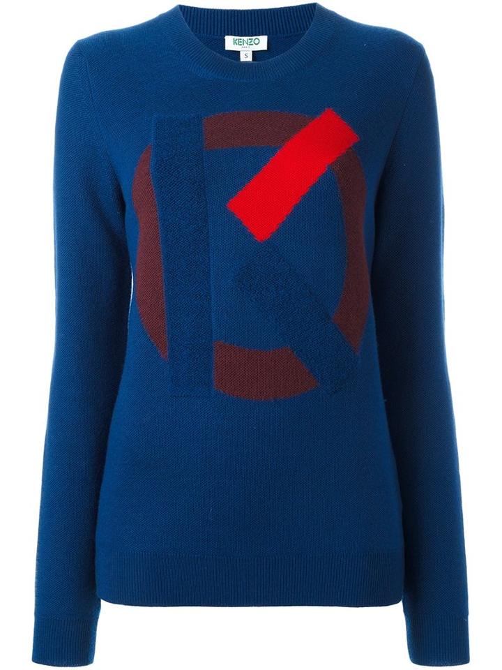 Kenzo K Intarsia Jumper, Women's, Size: Small, Blue, Wool