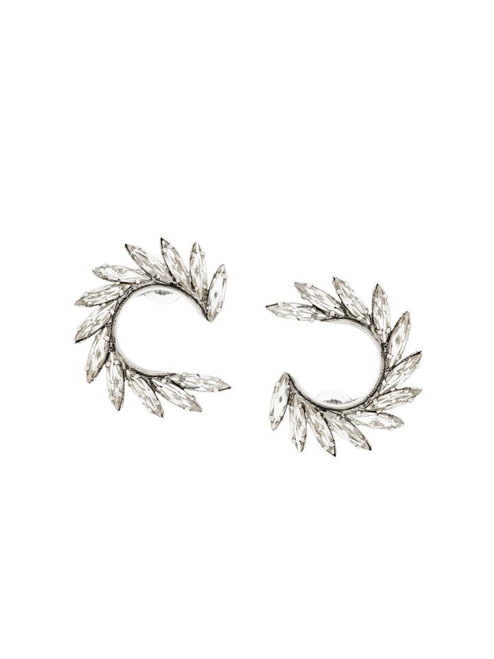 Saint Laurent Clip On Circular Leaf Earrings - Metallic