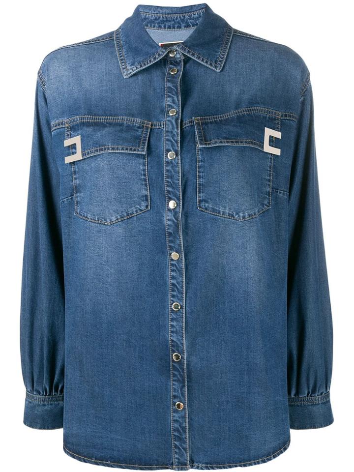 Elisabetta Franchi Cropped Sleeve Shirt - Blue