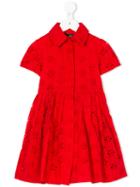 Oscar De La Renta Kids - Perforated Detail Dress - Kids - Cotton - 6 Yrs, Red