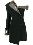 Redemption Asymmetric Lapel Tuxedo Dress - Black