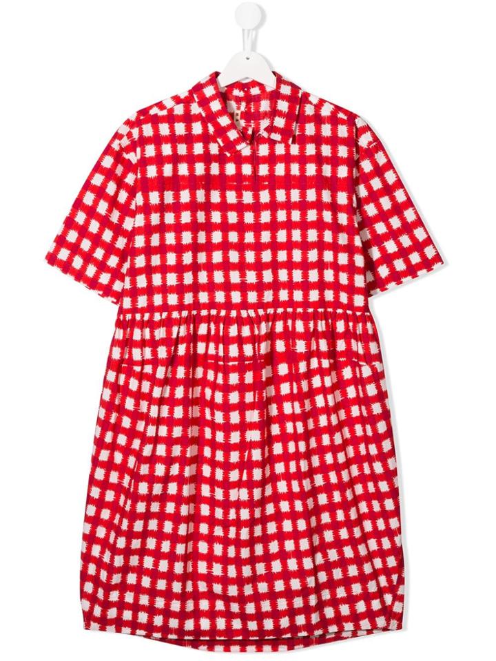 Marni Kids Teen Checked Dress - Red