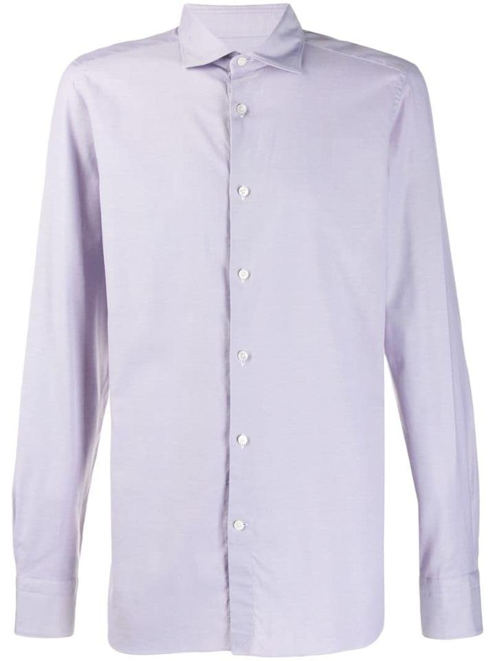 Ermenegildo Zegna Textured Slim Fit Shirt - Purple