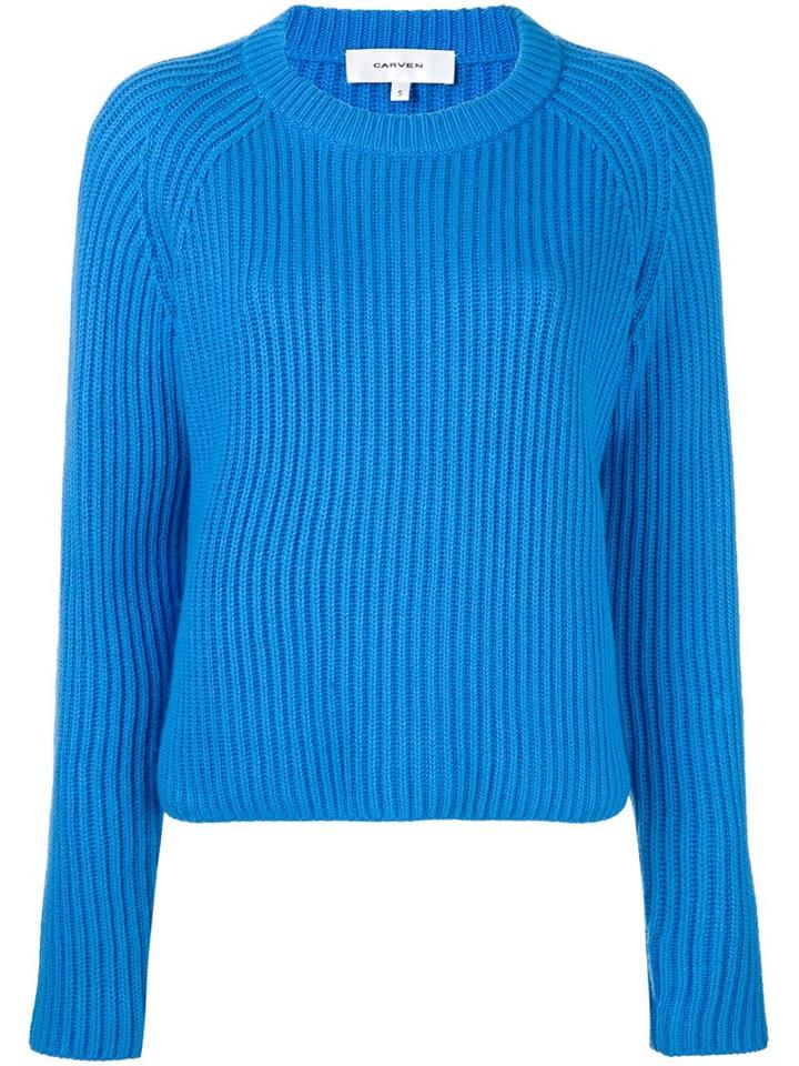 Carven Raglan Sleeve Pullover, Women's, Size: Xs, Blue, Cotton/nylon/viscose/lambs Wool
