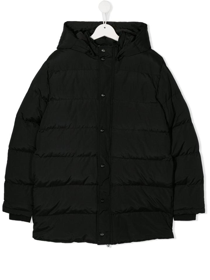 Msgm Kids Teen Logo Printed Padded Coat - Black