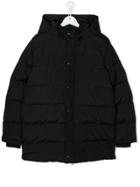 Msgm Kids Teen Logo Printed Padded Coat - Black