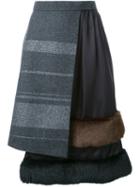 Kolor Asymmetric Skirt, Women's, Size: 4, Grey, Nylon/rayon/wool
