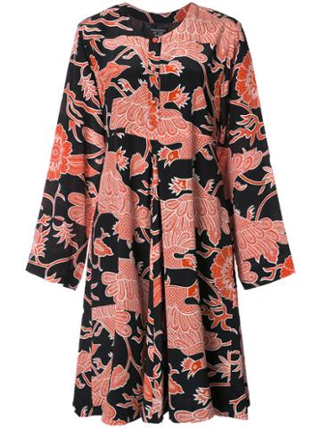 Creatures Of The Wind Bird Pattern Flared Dress, Women's, Size: 6, Black, Silk