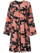 Creatures Of The Wind Bird Pattern Flared Dress, Women's, Size: 6, Black, Silk