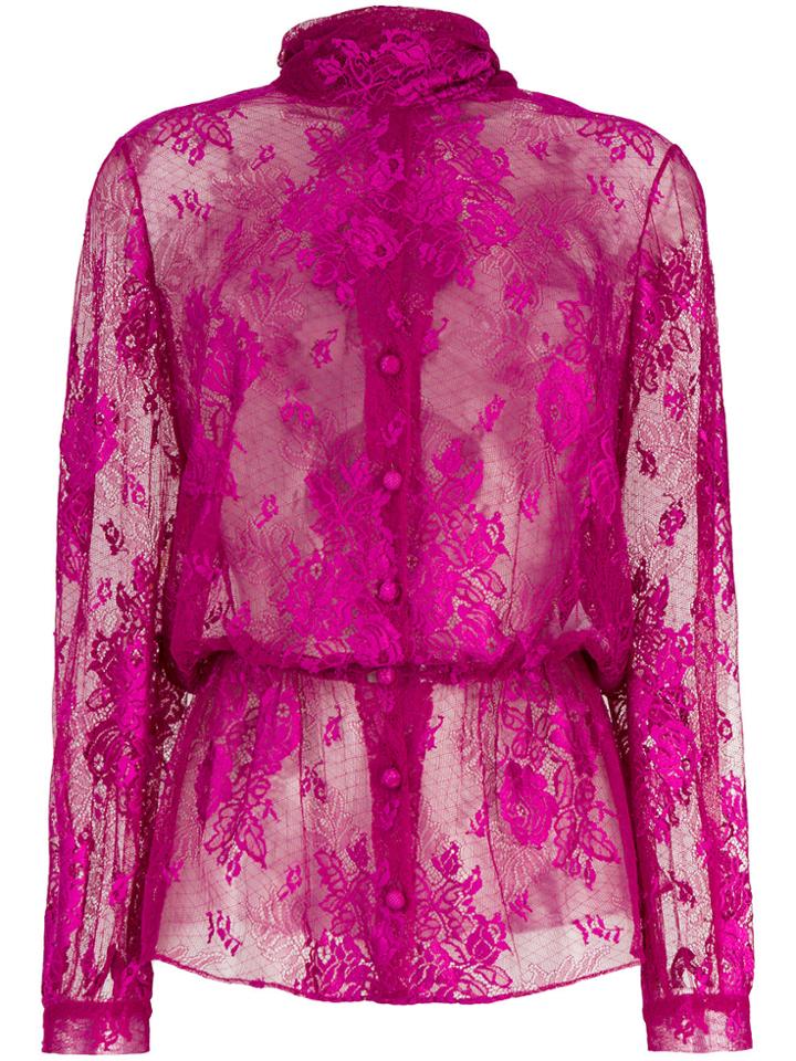 Balenciaga Lavalliere Dentelle Lace Blouse - Pink & Purple