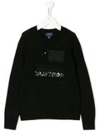 Ralph Lauren Kids Sequin V-neck Sweater - Black