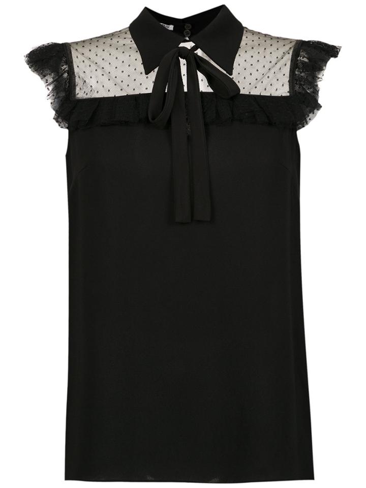 Miu Miu Sablé Ruffled Top - Black