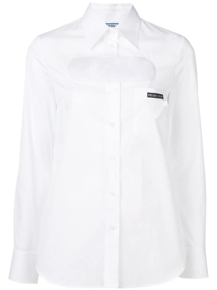 Prada Cut Out Logo Shirt - White