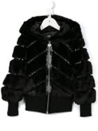 Faux Fur Jacket, Girl's, Size: 12 Yrs, Black, Armani Junior