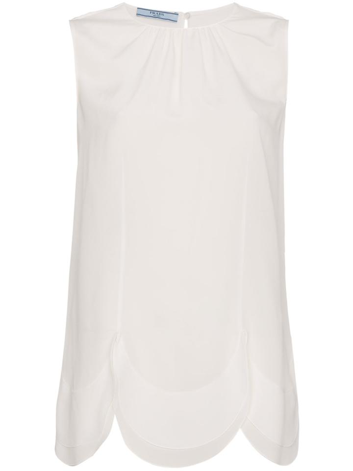 Prada Silk Petal Hem Top - White